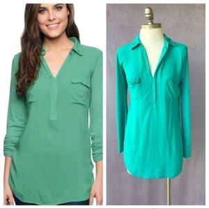 Splendid Tops - Splendid 3/4 Sleeve Contrasting Material Henley S Splendid Tops - Splendid 3/4 Sleeve Contrasting Material Henley S